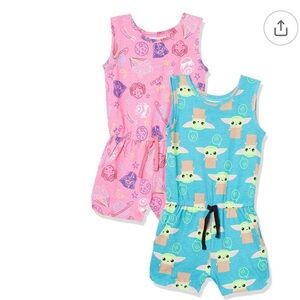 Amazon Essentials 2 Pack Girls  Star Wars Knit Rompers With Pockets